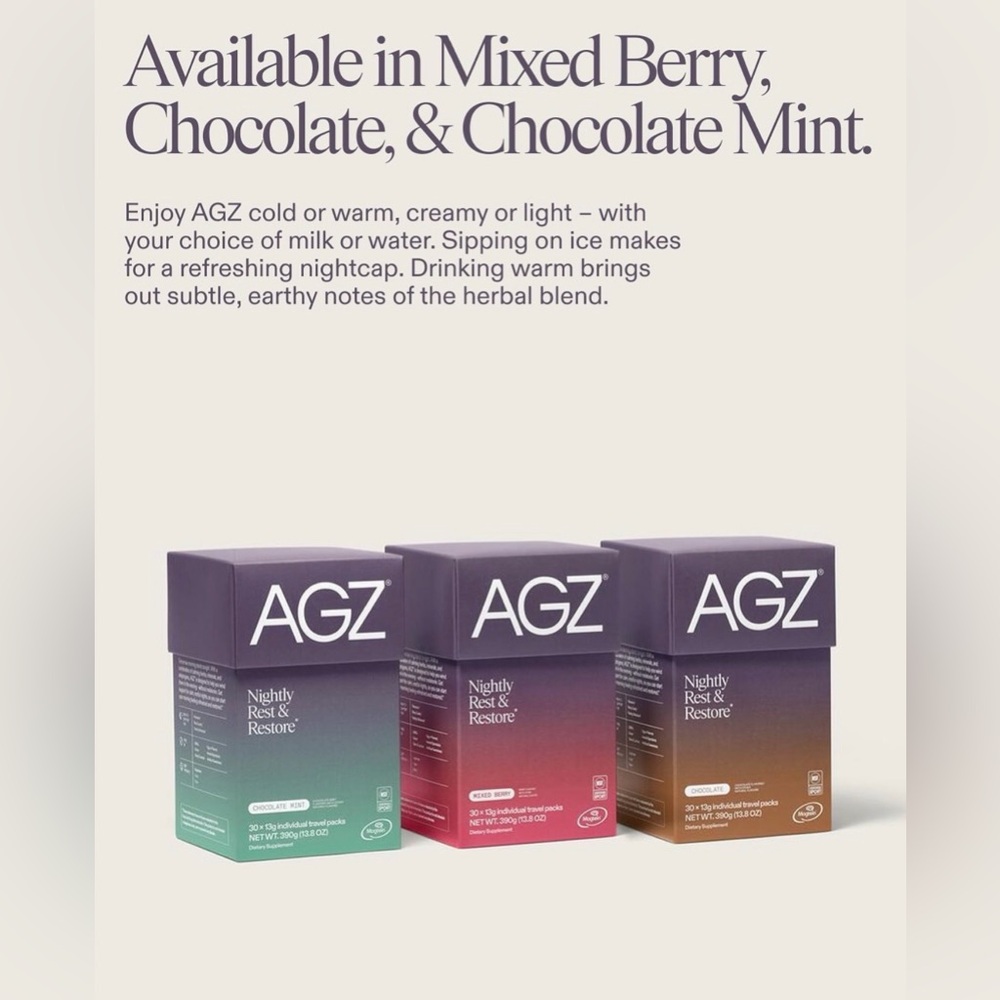 New, Never Opened AGZ Nightly Rest & Restore - Chocolate Sleep Supplement - Picture 2 of 7